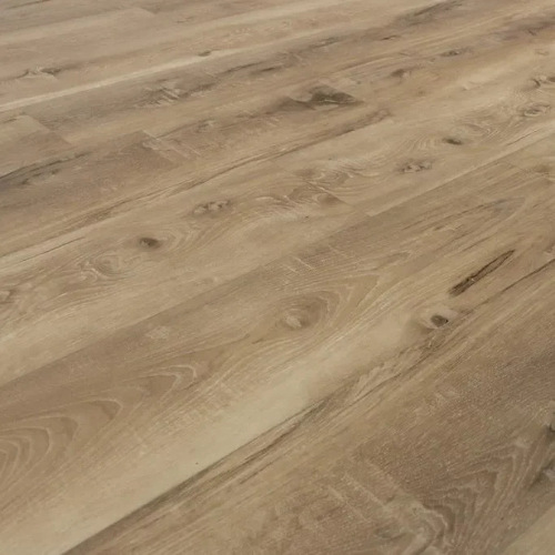 Light brown wooden floor with visible grain patterns and knots. The planks are laid side by side, creating a natural and warm aesthetic.