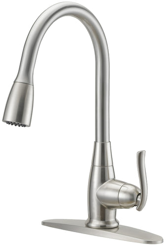 Boston Harbor Faucet Pull-Down Kitchen Faucet 1.8 gpm 1-Handle 1 or 3-Faucet Hole Stainless Steel